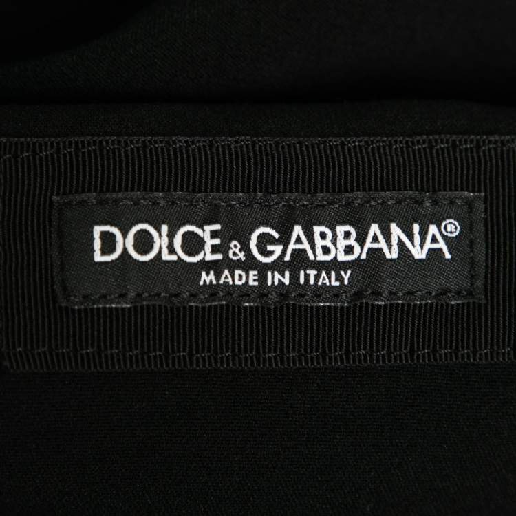 Pre Owned Dolce & Gabbana Black Crepe Rib Knit Trimmed Zip Front Jacket L