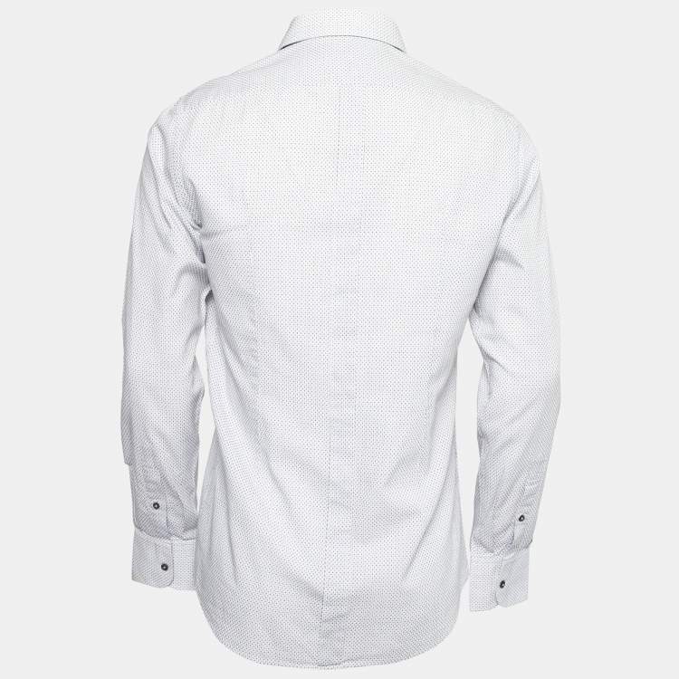 Pre Owned Dolce & Gabbana White Printed Cotton Button Front Shirt M
