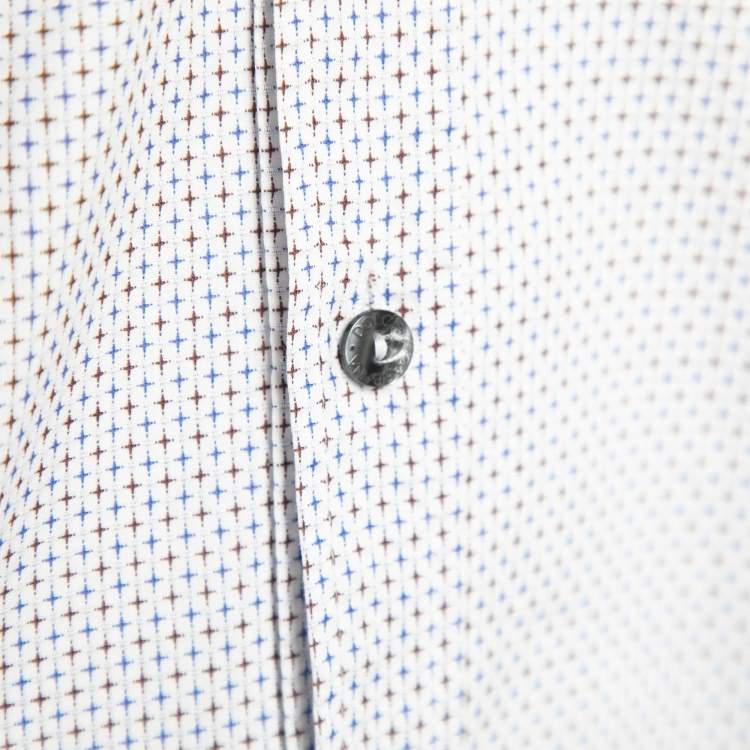 Pre Owned Dolce & Gabbana White Printed Cotton Button Front Shirt M