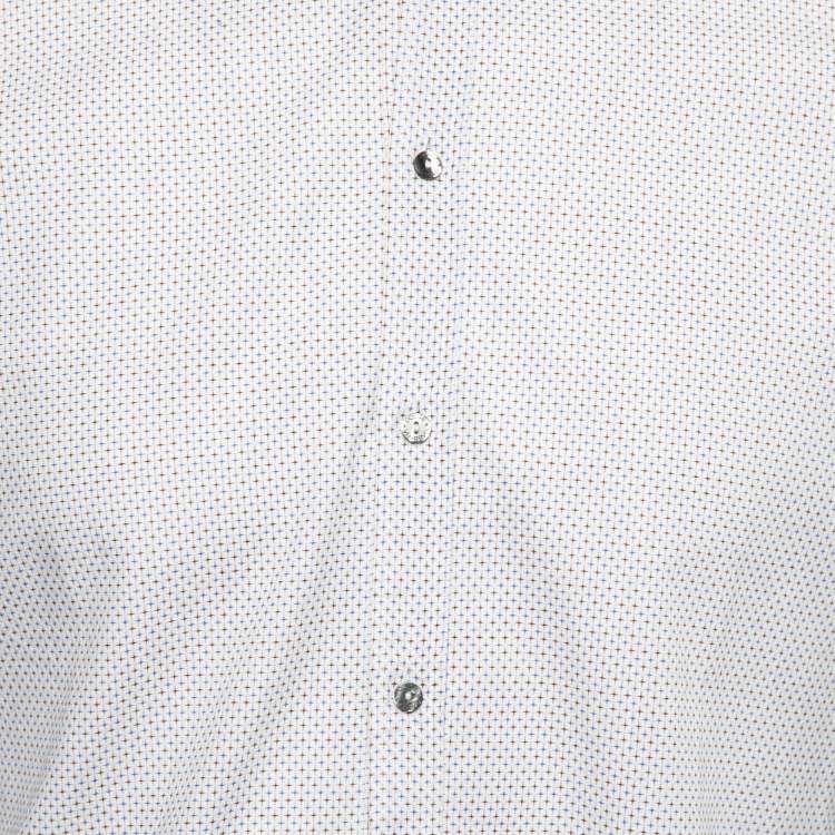 Pre Owned Dolce & Gabbana White Printed Cotton Button Front Shirt M