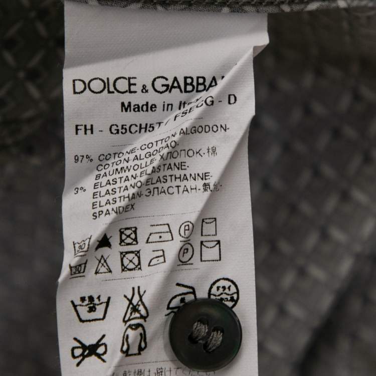 Pre Owned Dolce & Gabbana Grey Printed Cotton Sicilia Button Front Shirt L