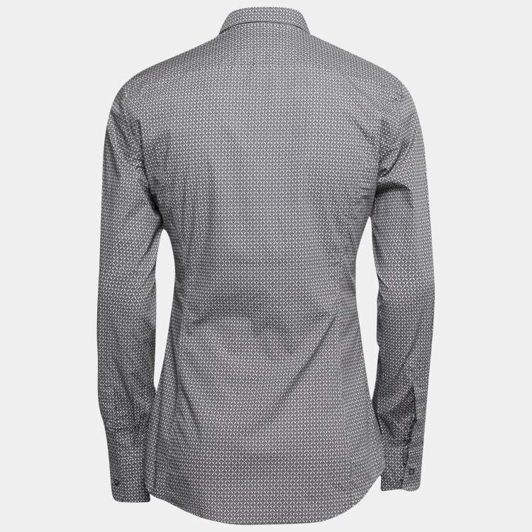 Pre Owned Dolce & Gabbana Grey Printed Cotton Sicilia Button Front Shirt L