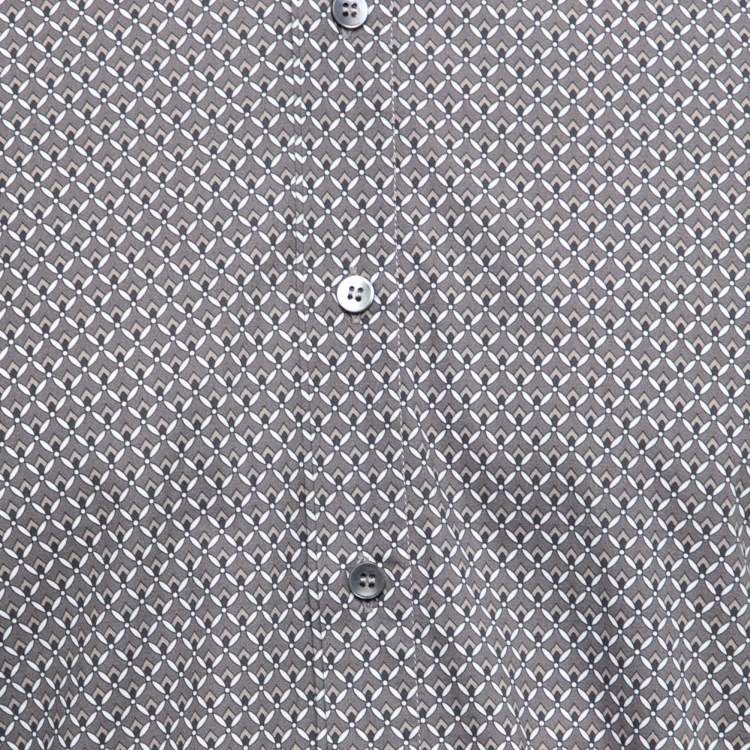 Pre Owned Dolce & Gabbana Grey Printed Cotton Sicilia Button Front Shirt L