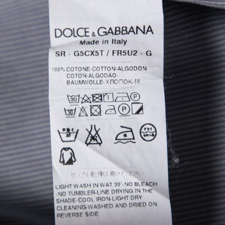 مملوكة مسبقًا Dolce & Gabbana Blue Cotton Striped Button Down Shirt L