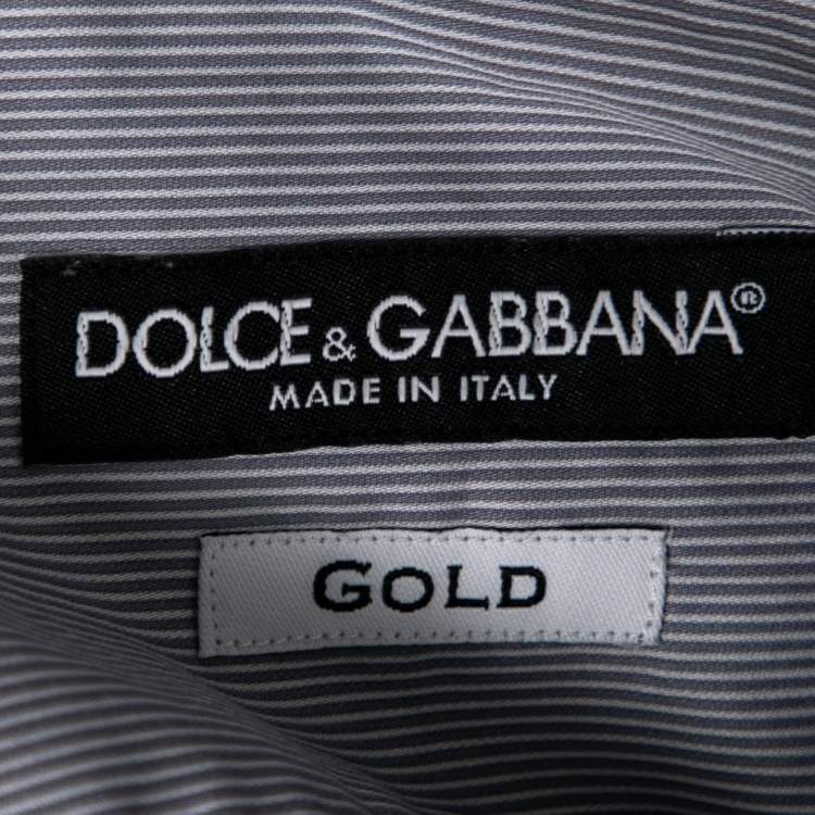 مملوكة مسبقًا Dolce & Gabbana Blue Cotton Striped Button Down Shirt L