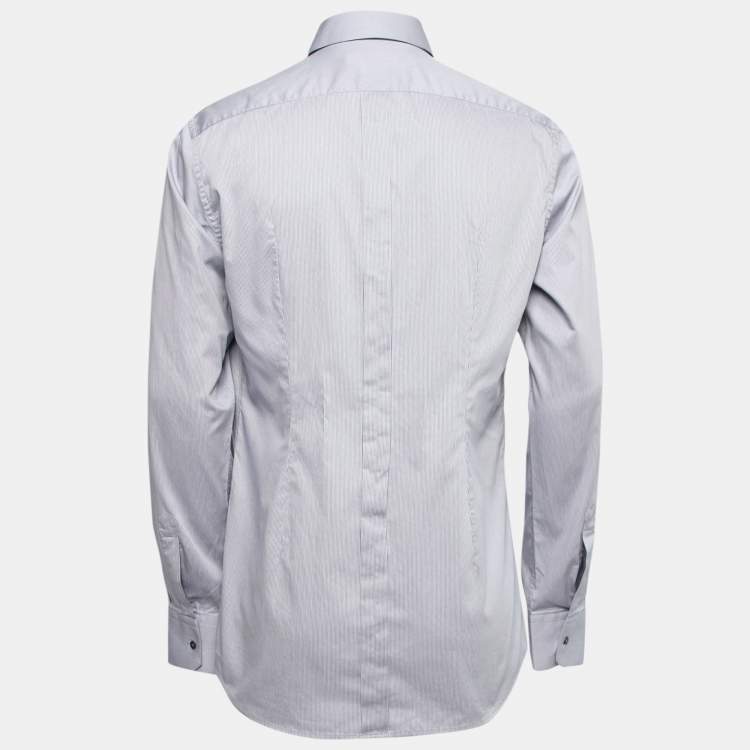 مملوكة مسبقًا Dolce & Gabbana Blue Cotton Striped Button Down Shirt L
