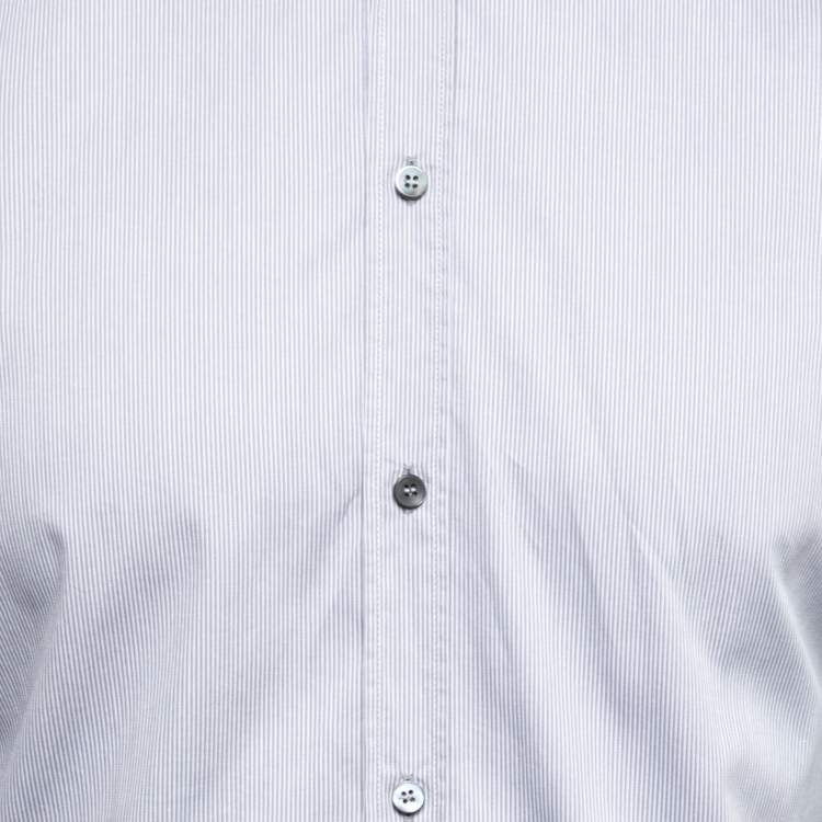 مملوكة مسبقًا Dolce & Gabbana Blue Cotton Striped Button Down Shirt L