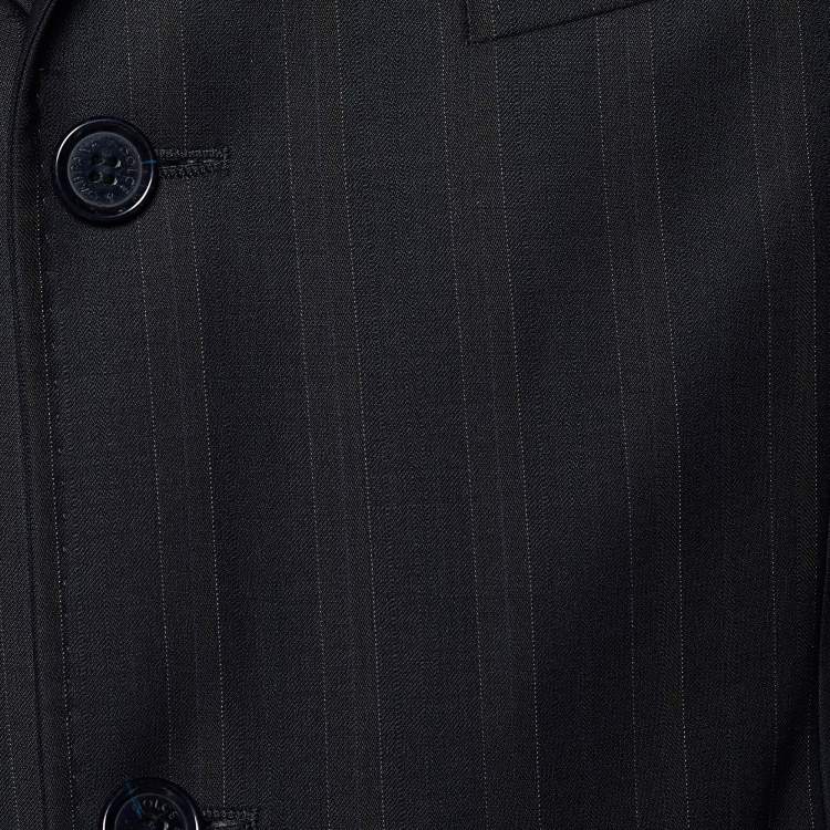Pre Owned Dolce & Gabbana Midnight Blue Striped Wool Single Breasted Blazer XL