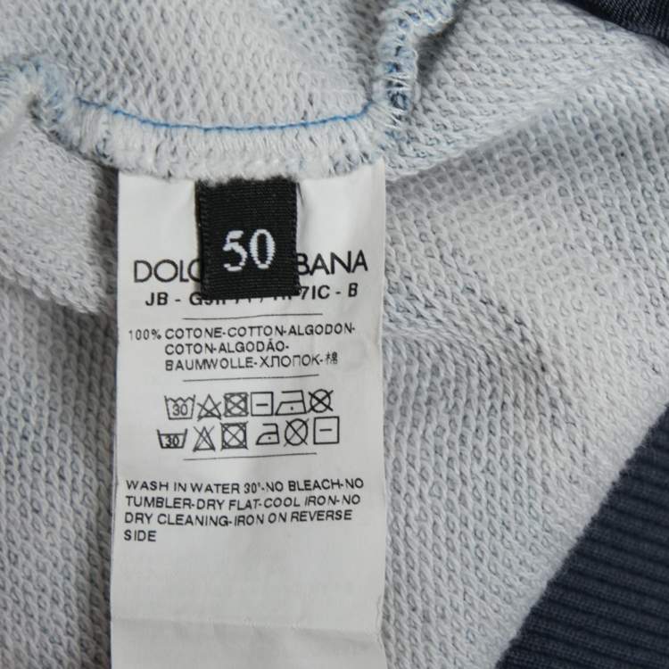 Pre Owned Dolce & Gabbana Blue Cotton Sicilian Majolica Print Hoodie L