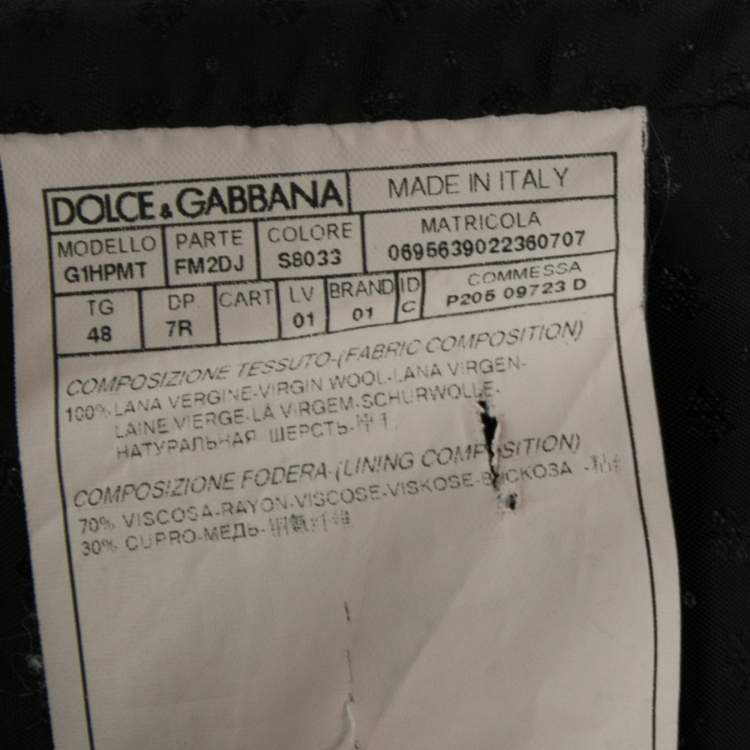 Pre Owned Dolce & Gabbana Black Polka Dotted Wool Waistcoat M