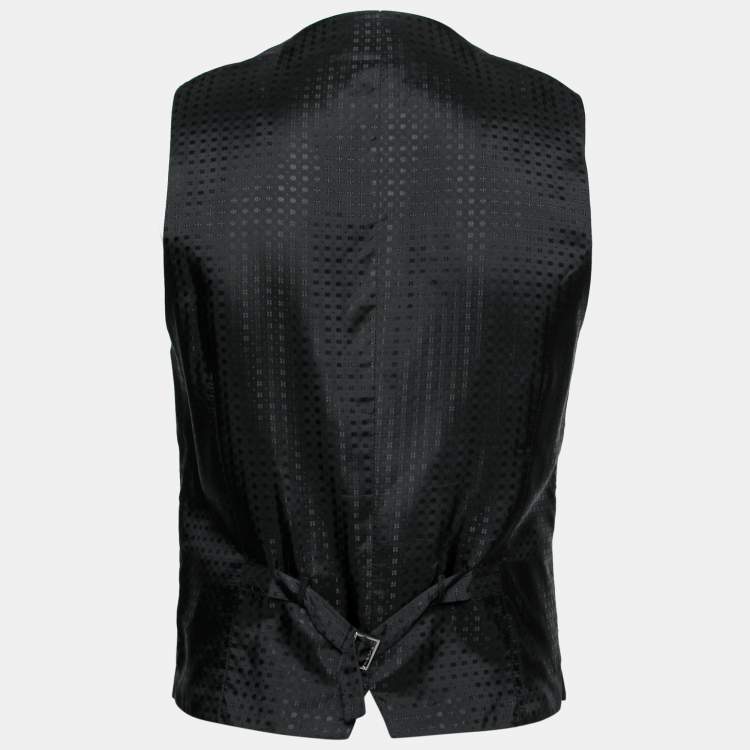 Pre Owned Dolce & Gabbana Black Polka Dotted Wool Waistcoat M