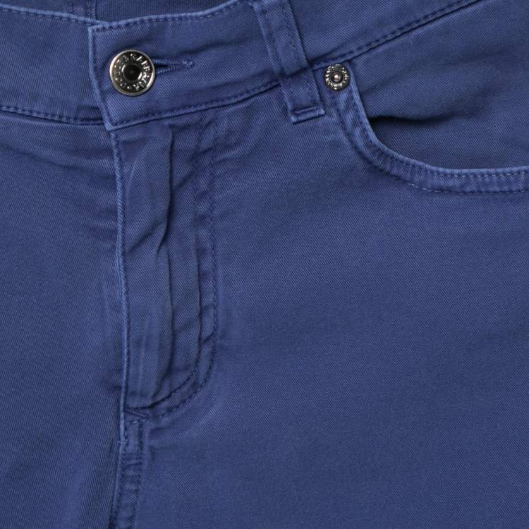 Pre Owned Dolce & Gabbana Blue Dyed Cotton Gold Fit Stretch Trousers M