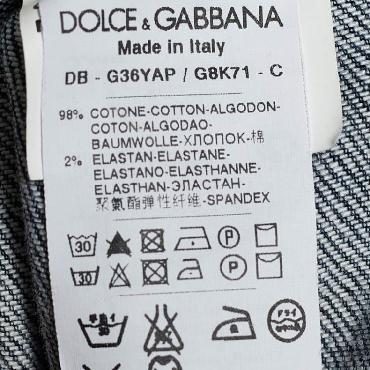 Pre Owned Dolce & Gabbana Indigo Distressed Denim Shorts Waist: 31"