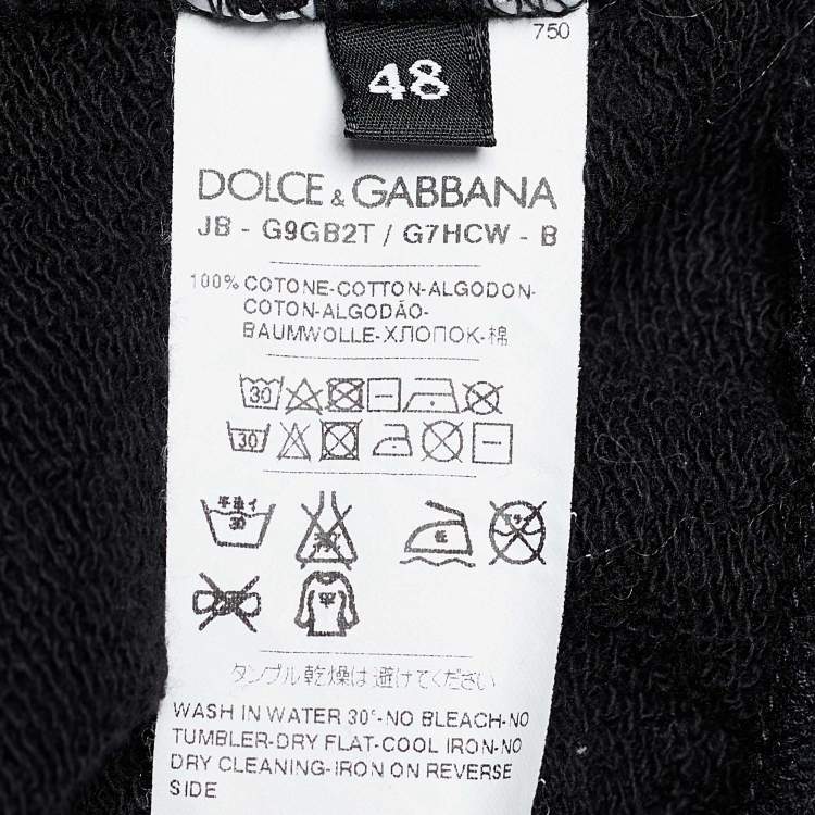 Pre Owned Dolce & Gabbana Black Terry Knit Crown Embroidered Sweatshirt M