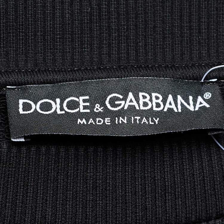 Pre Owned Dolce & Gabbana Black Terry Knit Crown Embroidered Sweatshirt M