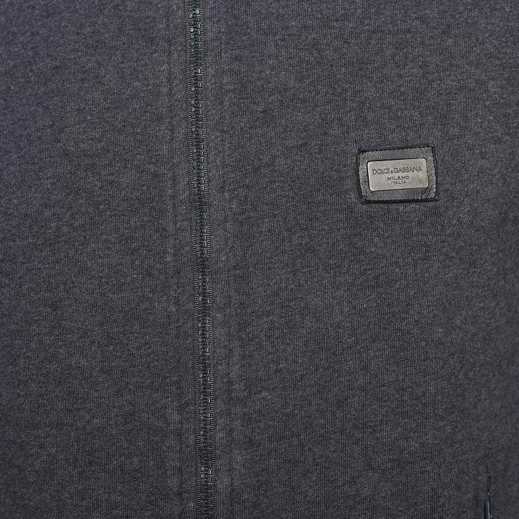 Pre Owned Dolce & Gabbana Grey Rib Knit Cotton Zip Front Jacket M