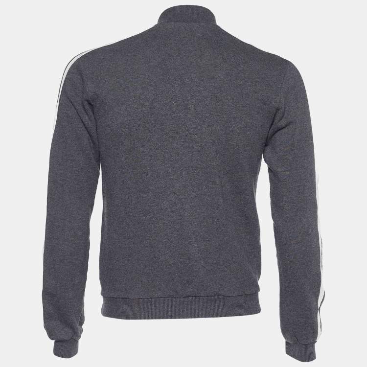 Pre Owned Dolce & Gabbana Grey Rib Knit Cotton Zip Front Jacket M