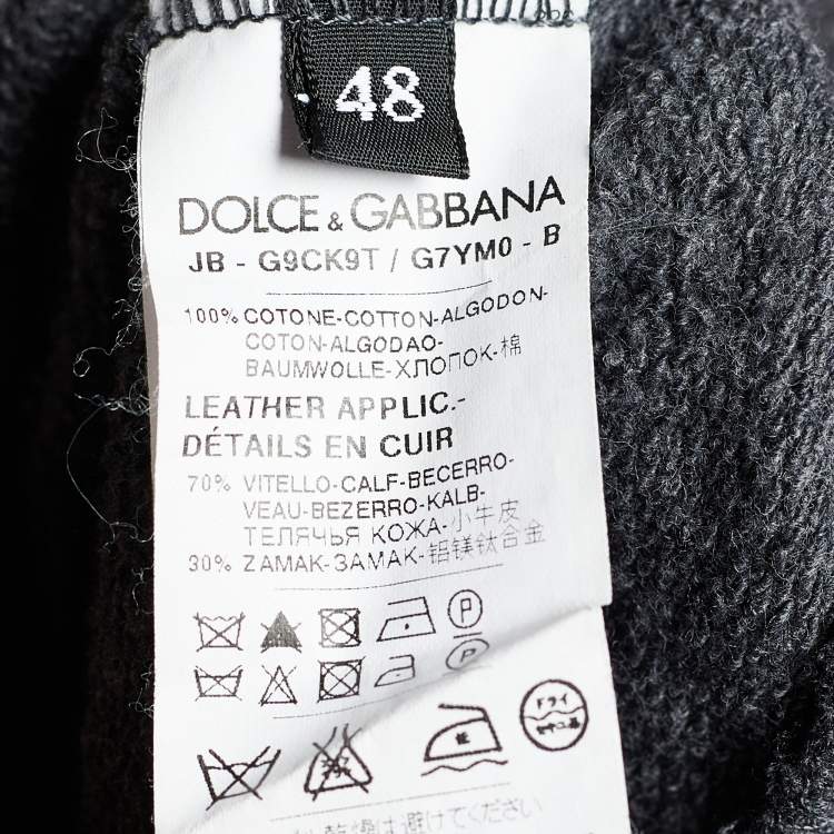 Pre Owned Dolce & Gabbana Grey Rib Knit Cotton Zip Front Jacket M
