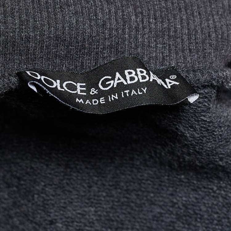 Pre Owned Dolce & Gabbana Grey Rib Knit Cotton Zip Front Jacket M