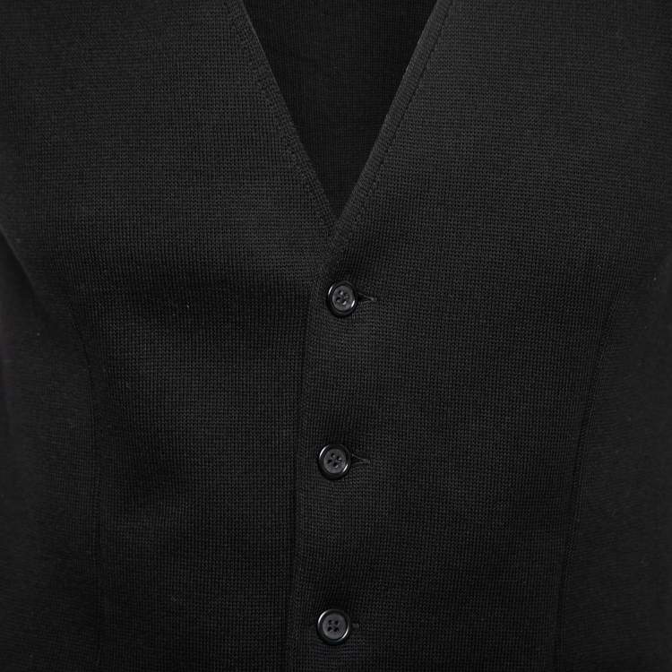 Pre Owned Dolce & Gabbana Black Cotton Knit Button Front Waistcoat L