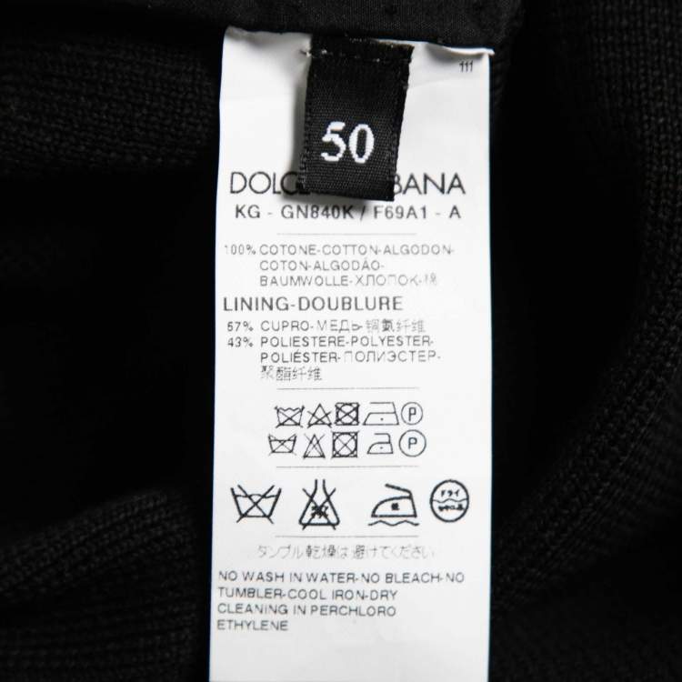 Pre Owned Dolce & Gabbana Black Cotton Knit Button Front Waistcoat L