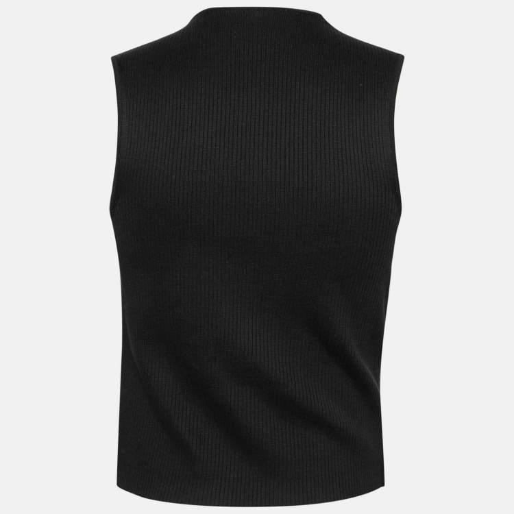 Pre Owned Dolce & Gabbana Black Cotton Knit Button Front Waistcoat L