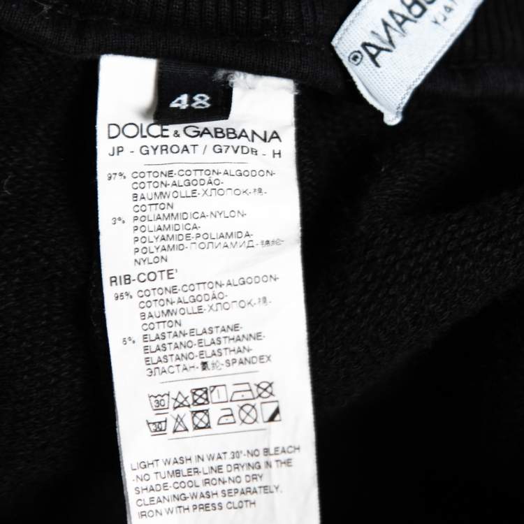Pre Owned Dolce & Gabbana Black Cotton DG Printed Track Pants M