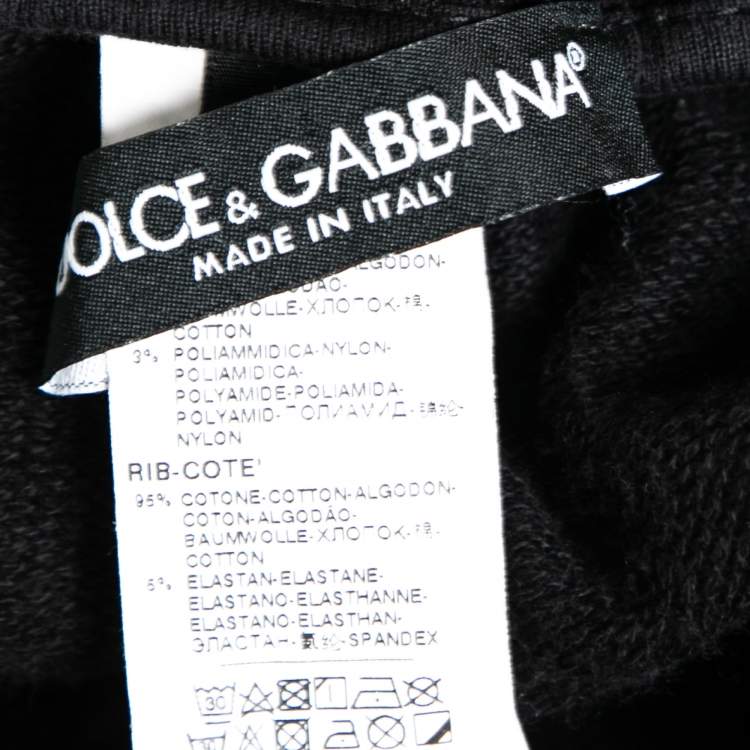 Pre Owned Dolce & Gabbana Black Cotton DG Printed Track Pants M