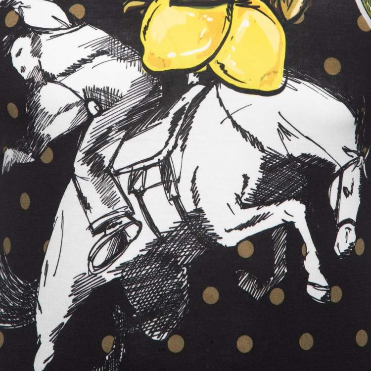 Pre Owned Dolce & Gabbana Navy Blue Printed Cotton Crewneck T-Shirt XS