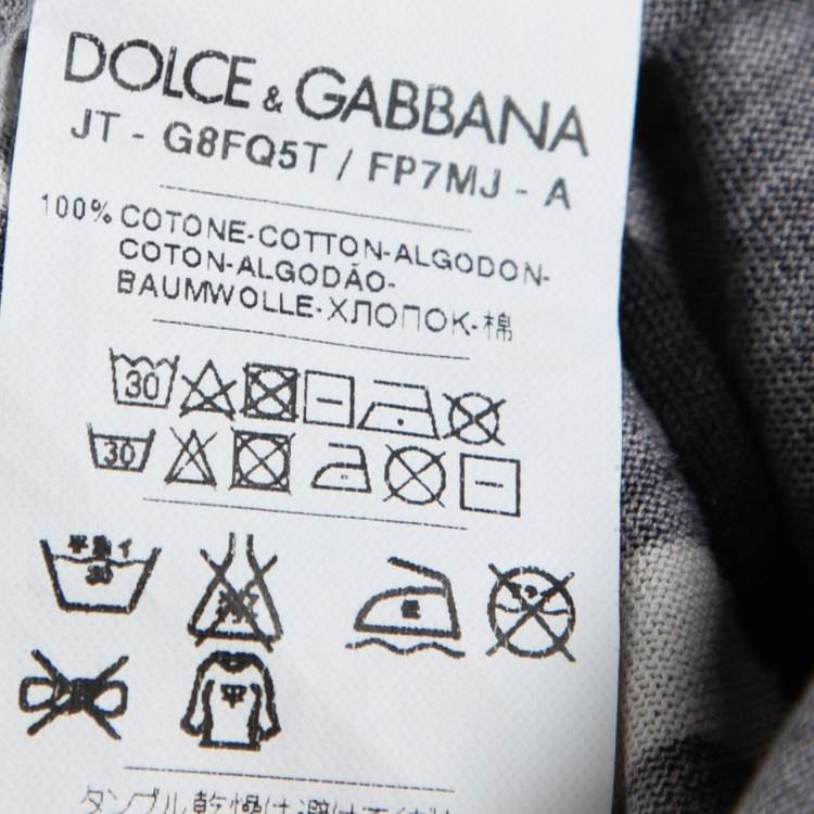 Pre Owned Dolce & Gabbana Black Printed Cotton Crewneck T-Shirt XS