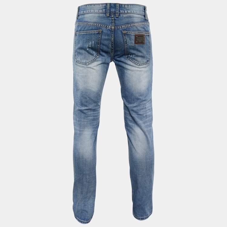 Pre Owned Dolce & Gabbana 14 Class Blue Washed Denim Regular Fit Jeans S/Waist 33"