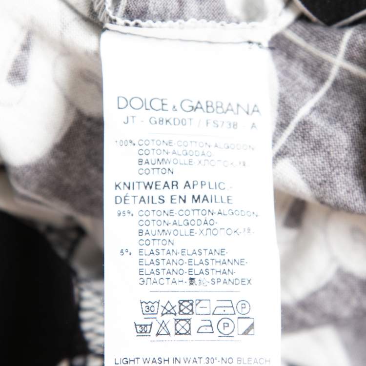 Pre Owned Dolce & Gabbana Monochrome Printed Cotton Crewneck T-Shirt M