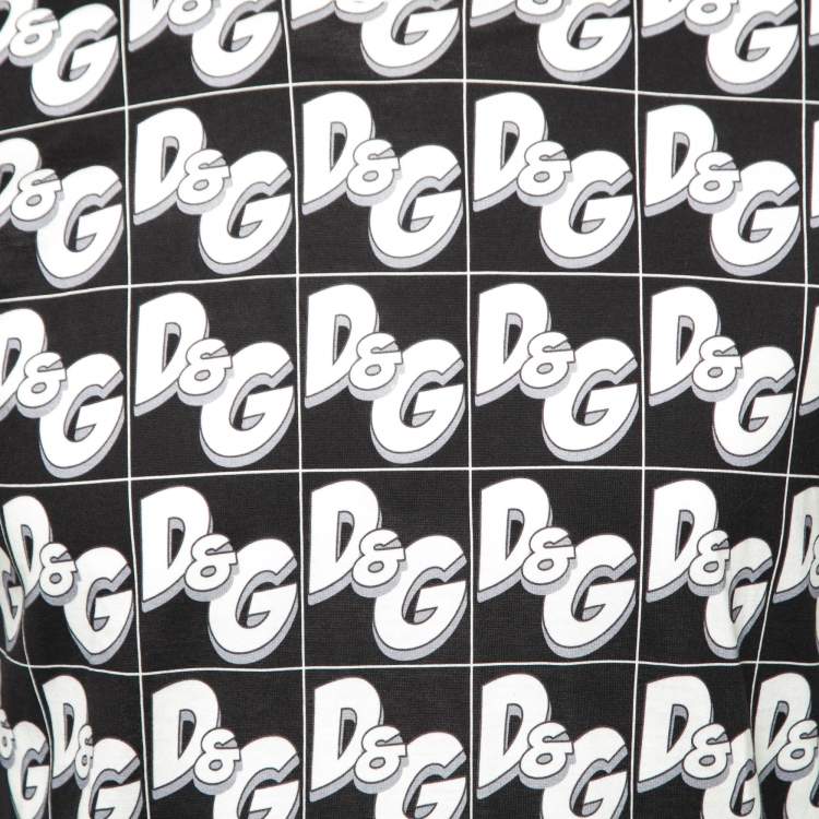 Pre Owned Dolce & Gabbana Monochrome Printed Cotton Crewneck T-Shirt M