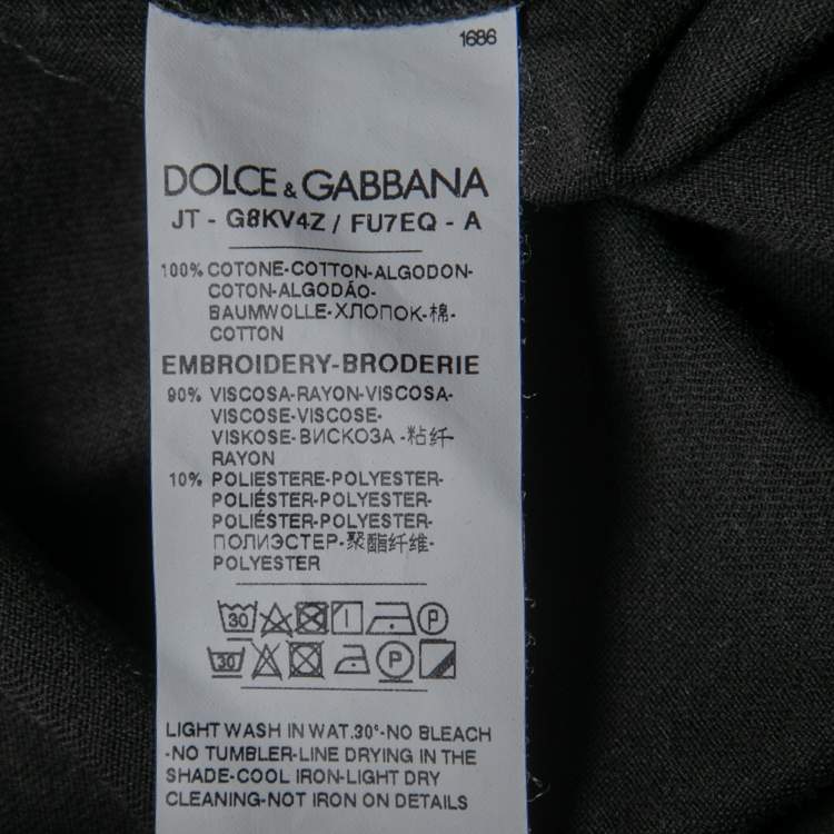 Pre Owned Dolce & Gabbana Black Cotton DG Since 1984 Embroidered Crew Neck T-Shirt M