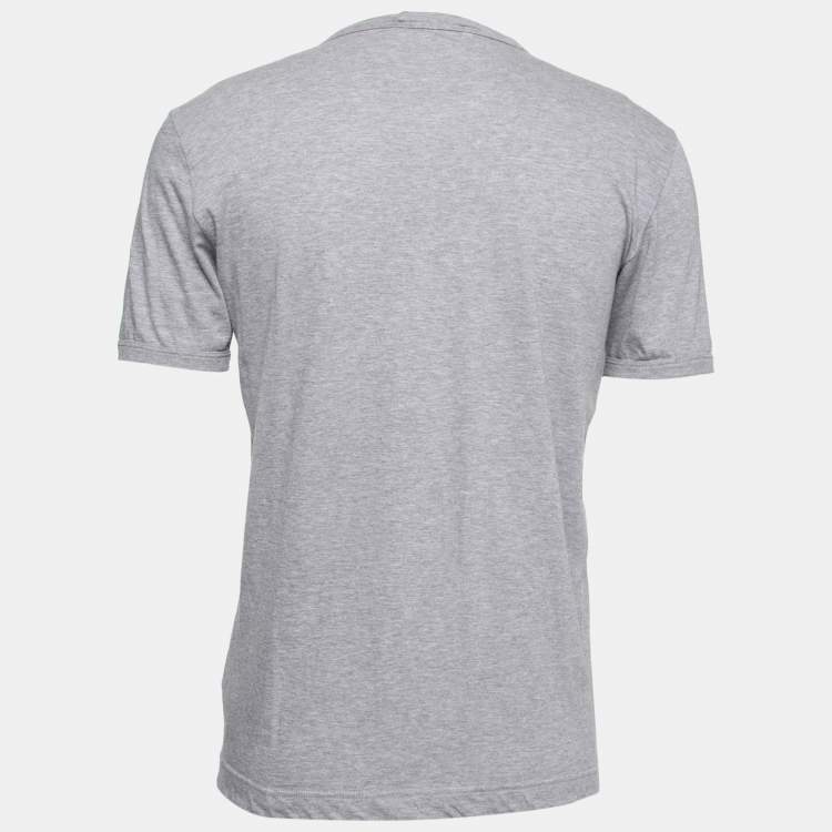 Pre Owned Dolce & Gabbana Grey Cotton Embroidered Crew Neck T-Shirt M