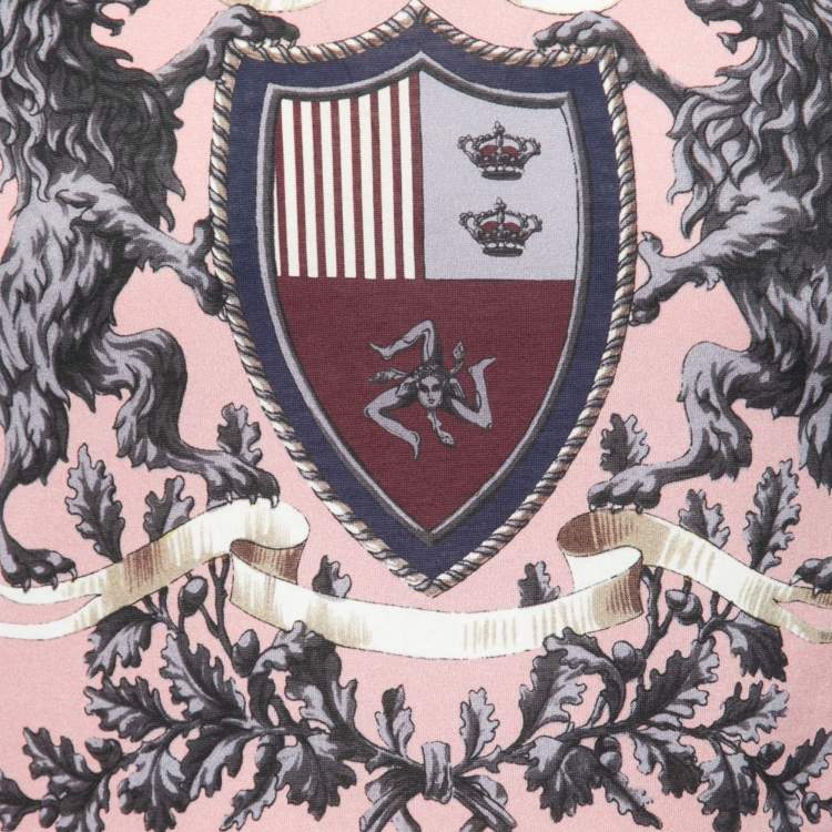 Pre Owned Dolce & Gabbana Pink Crest Printed Cotton Crewneck T-Shirt S