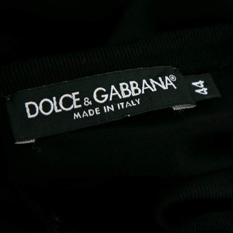 Pre Owned Dolce & Gabbana Black Cotton Logo Embroidered Crewneck T-Shirt XS