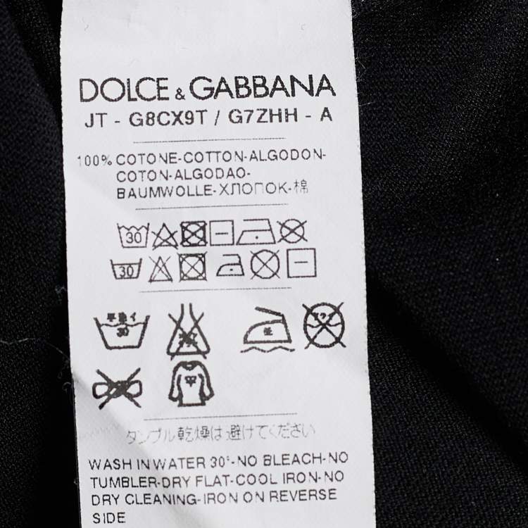 Pre Owned Dolce & Gabbana Black Cotton V-Neck T-Shirt L
