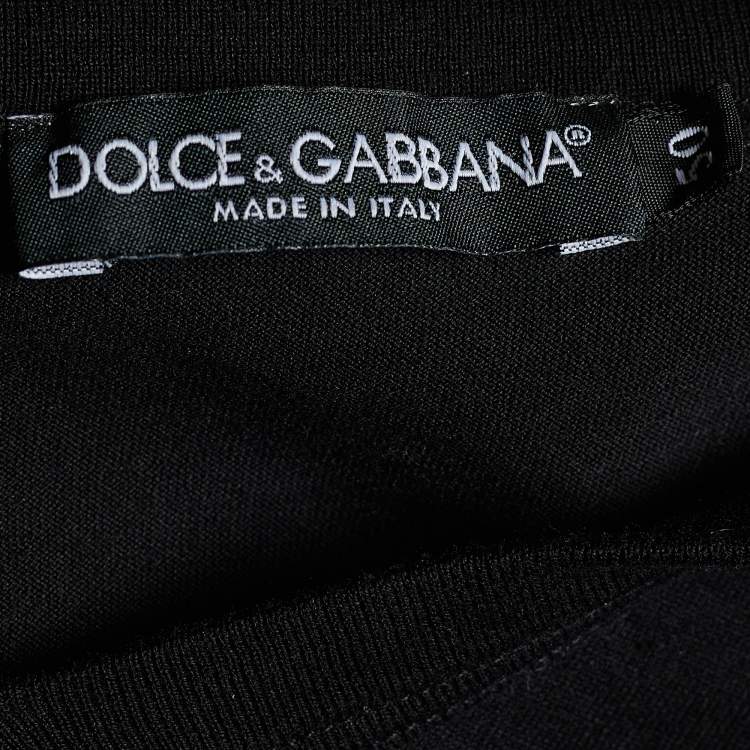 Pre Owned Dolce & Gabbana Black Cotton V-Neck T-Shirt L