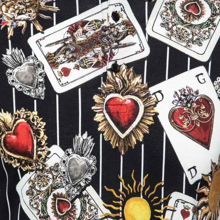 Pre Owned Dolce & Gabbana Multicolor Cards Print Cotton Polo T-Shirt S