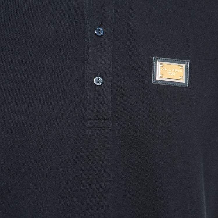 Pre Owned Dolce & Gabbana Dark Blue Cotton Polo T-Shirt XL