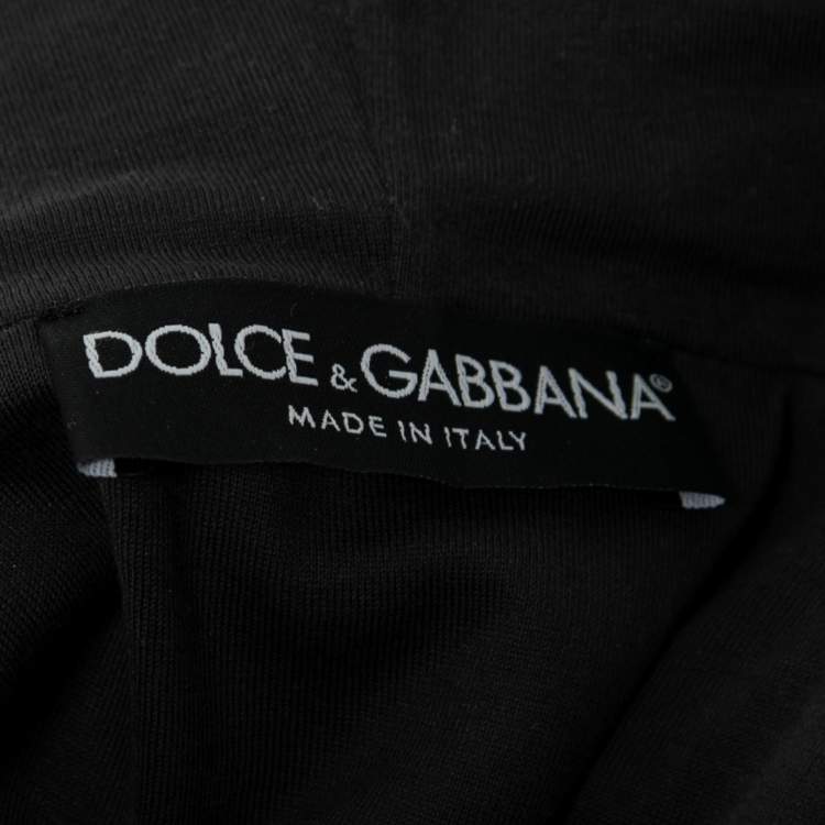Pre Owned Dolce & Gabbana Grey Printed Cotton Drawstring Hoodie XL