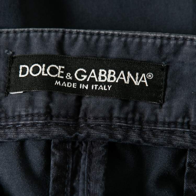 Pre Owned Dolce & Gabbana  Navy Blue Cotton Pants M Waist: 32"