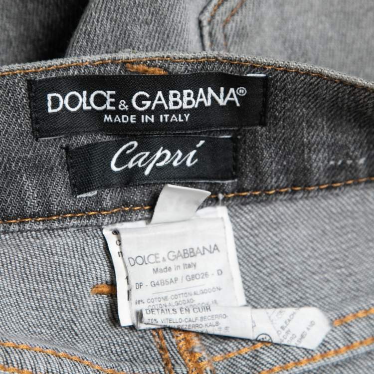 Pre Owned Dolce & Gabbana Grey Denim Capri Slim Jeans S Waist 31"