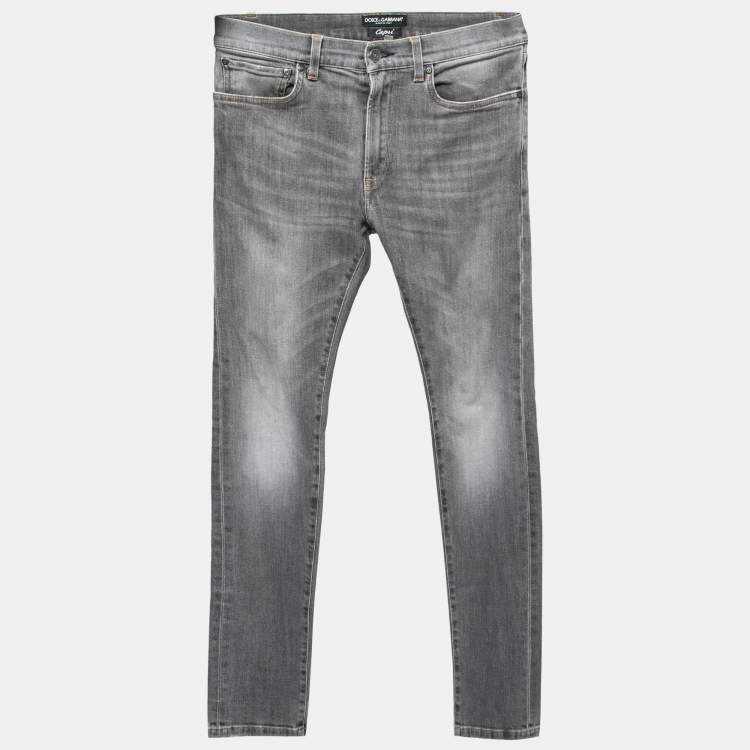 Pre Owned Dolce & Gabbana Grey Denim Capri Slim Jeans S Waist 31"