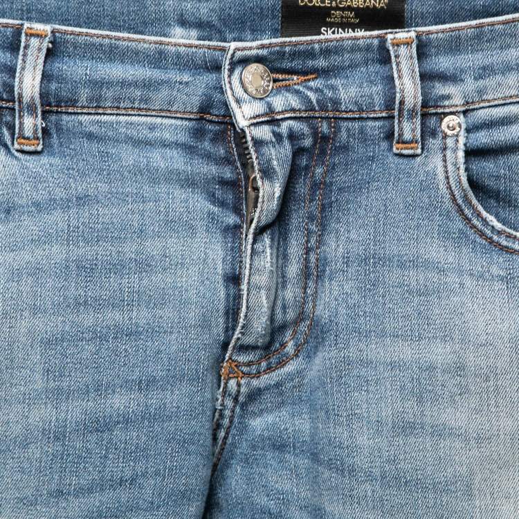Pre Owned Dolce & Gabbana Blue Denim Skinny Jeans M Waist 33"