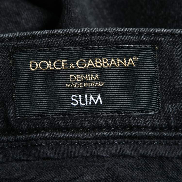 Pre Owned Dolce & Gabbana Black Denim Slim Jeans S Waist 31"