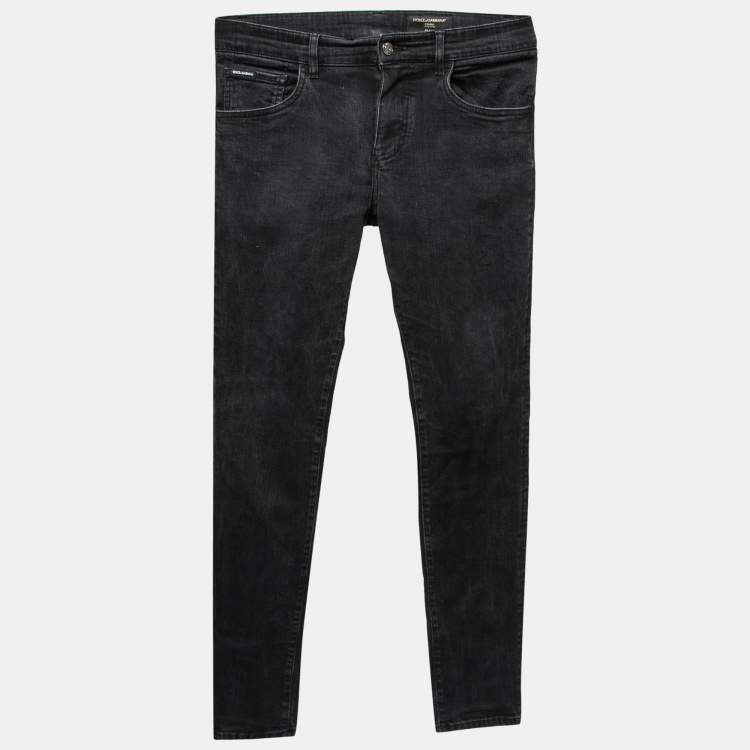 Pre Owned Dolce & Gabbana Black Denim Slim Jeans S Waist 31"