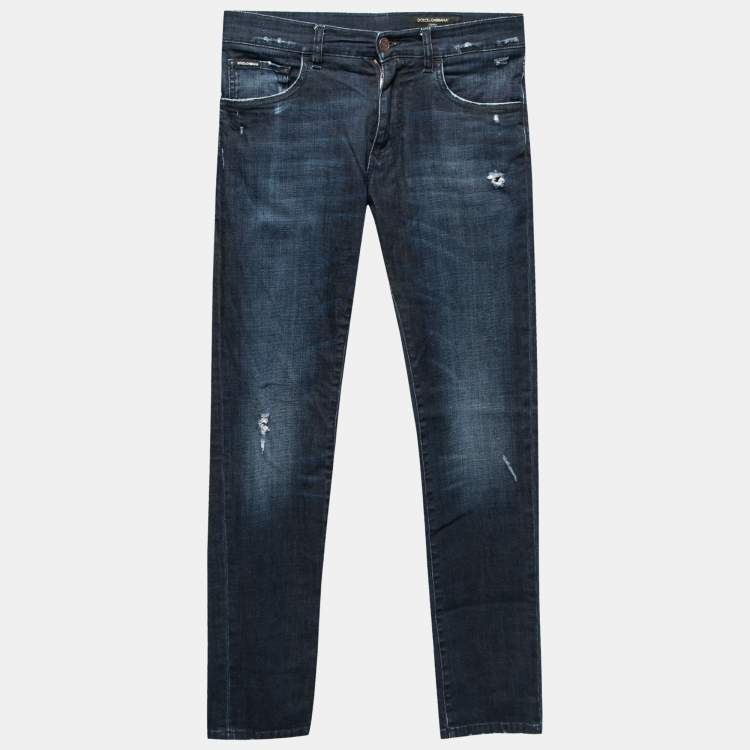 مملوكة مسبقًا Dolce & Gabbana Dark Blue Denim Stretch Fit Comfort Jeans S Waist 32"