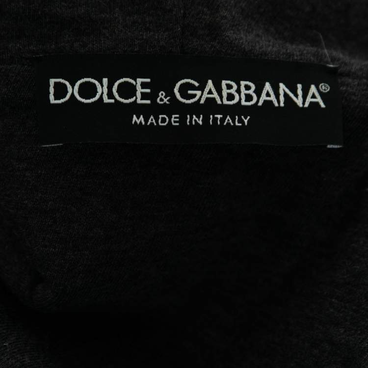 Pre Owned Dolce & Gabbana Black Medieval Armor Print Cotton  Zip Front Hoodie M